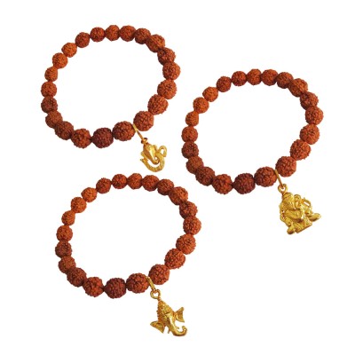 Lord Ganesha Charm Rudraksha Bracelet Combo